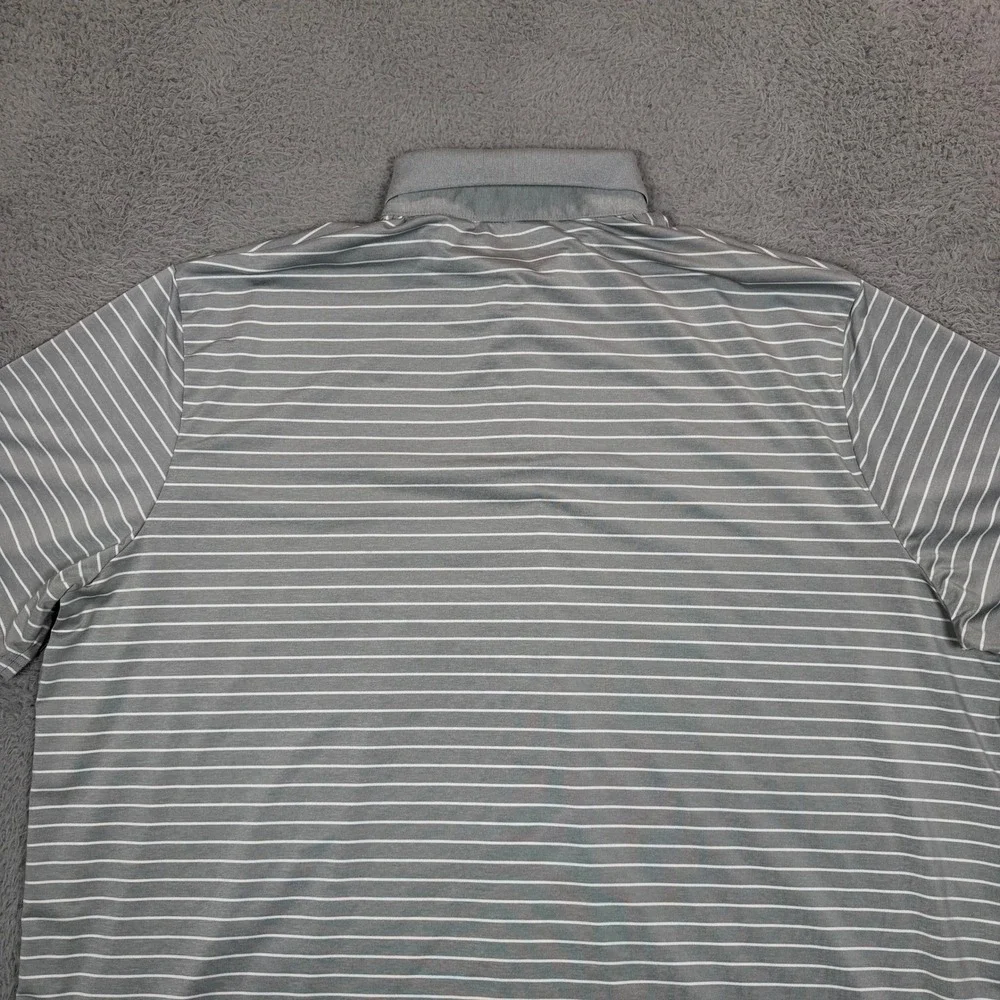 Polo Ralph Lauren Performance Mens XXL Grey White Striped Classic Fit Polo Shirt